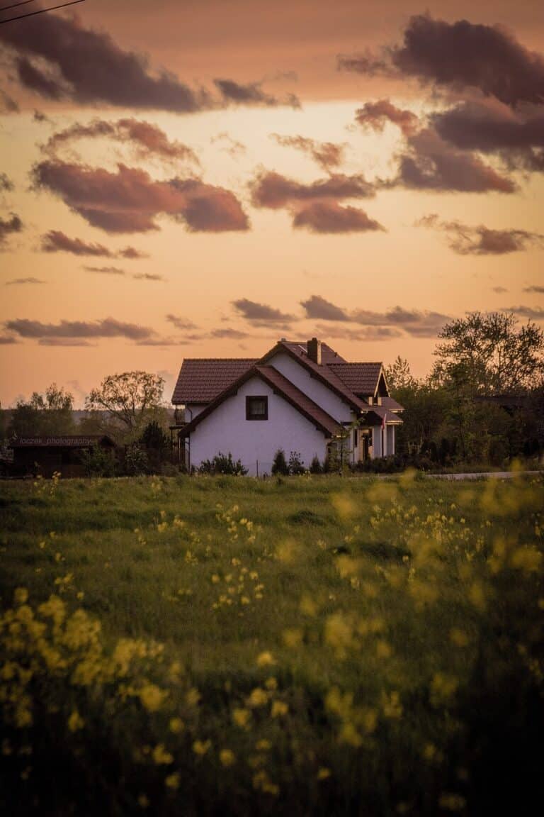 house in an open field