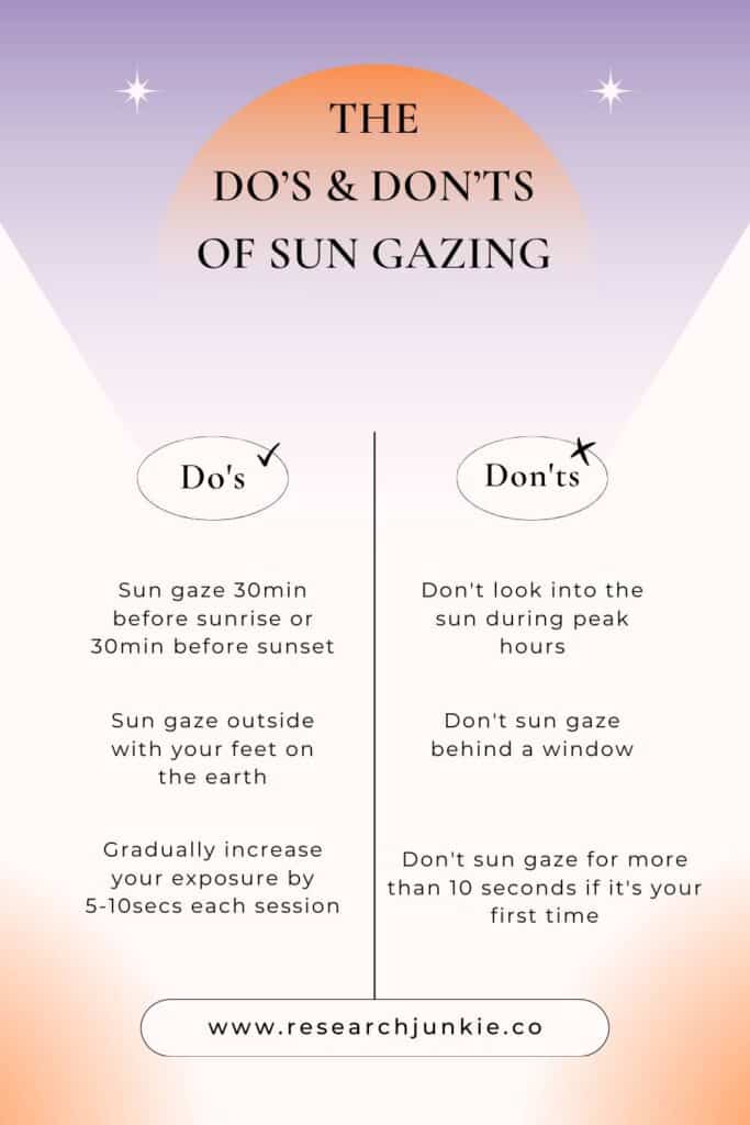 A list of do's and don'ts on how to sun gaze safely